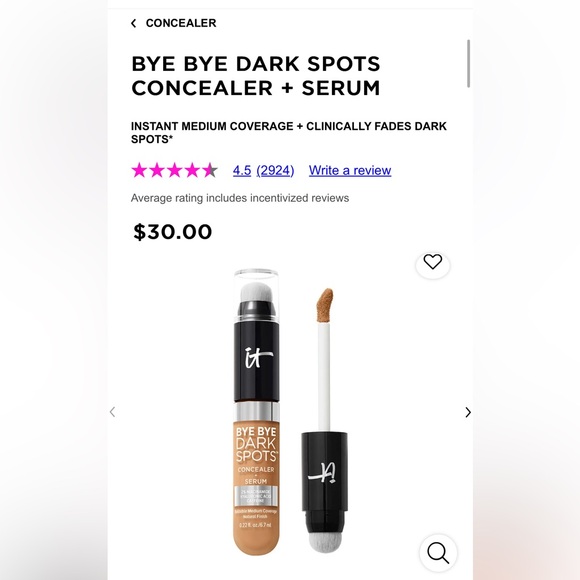 Discover IT® Bye Bye Dark Spots Concealer +
Serum NEW Tan Cool 40 - Picture 1 of 2